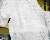 Heirloom Baby Blanket Crochet PATTERN | Vintage Roses, Ribbon Accents, Christening Gift (PDF)