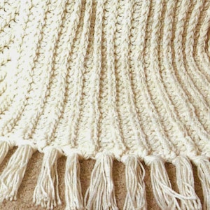 Beginner CROCHET PATTERN Blanket One Color Quick and Easy Afghan Make in One Weekend Celtic Cable Stripes Textured Throw Housewarming Gift