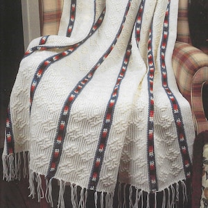 CROCHET PATTERN Blanket Southwestern Throw Geometric Afghan Red White and Blue Indian Throw Blanket Aztec Pattern