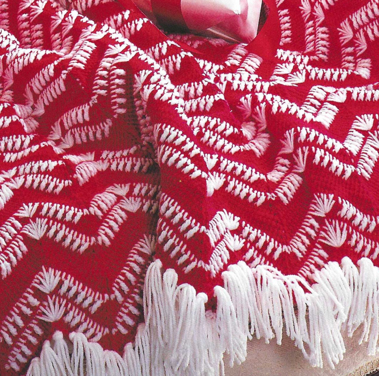 Peppermint Ripple Crochet Blanket PATTERN: Red and White Afghan (PDF ...