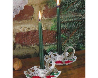 Candle Holders CROCHET PATTERN Filet Crochet Christmas Decorations Lacy Holiday Decor for Wedding