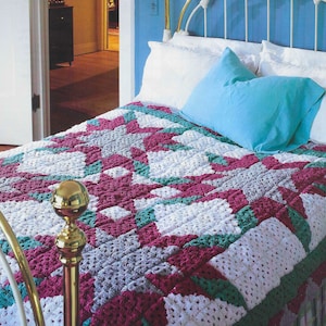 PATROON gehaakte sterdeken: oma vierkante quilt, tweelingformaat (pdf-patroon)