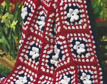 Patriotic Crochet Blanket Pattern: Red White Blue Granny Square