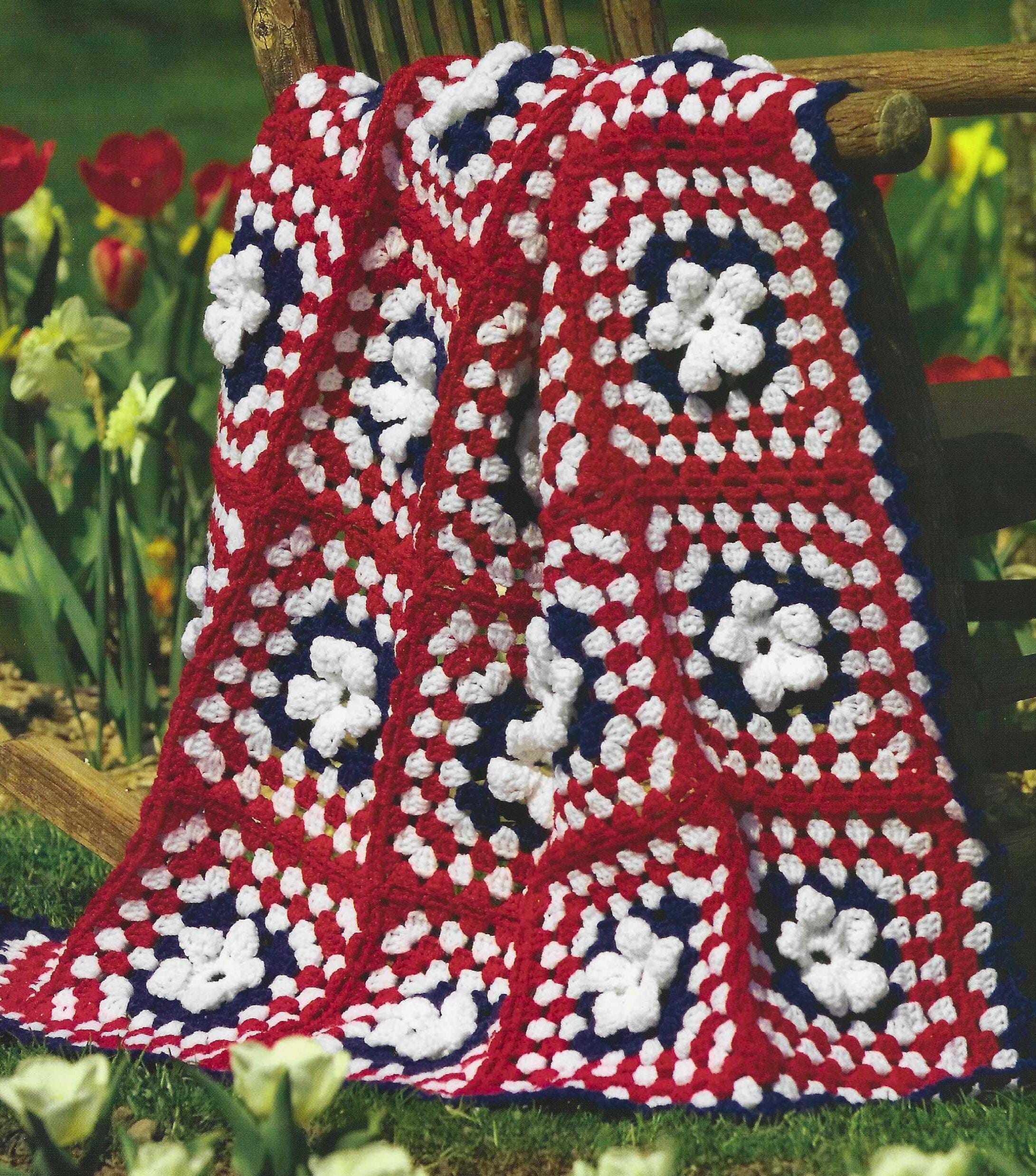 Patriotic Crochet Blanket Pattern: Red White Blue Granny Square