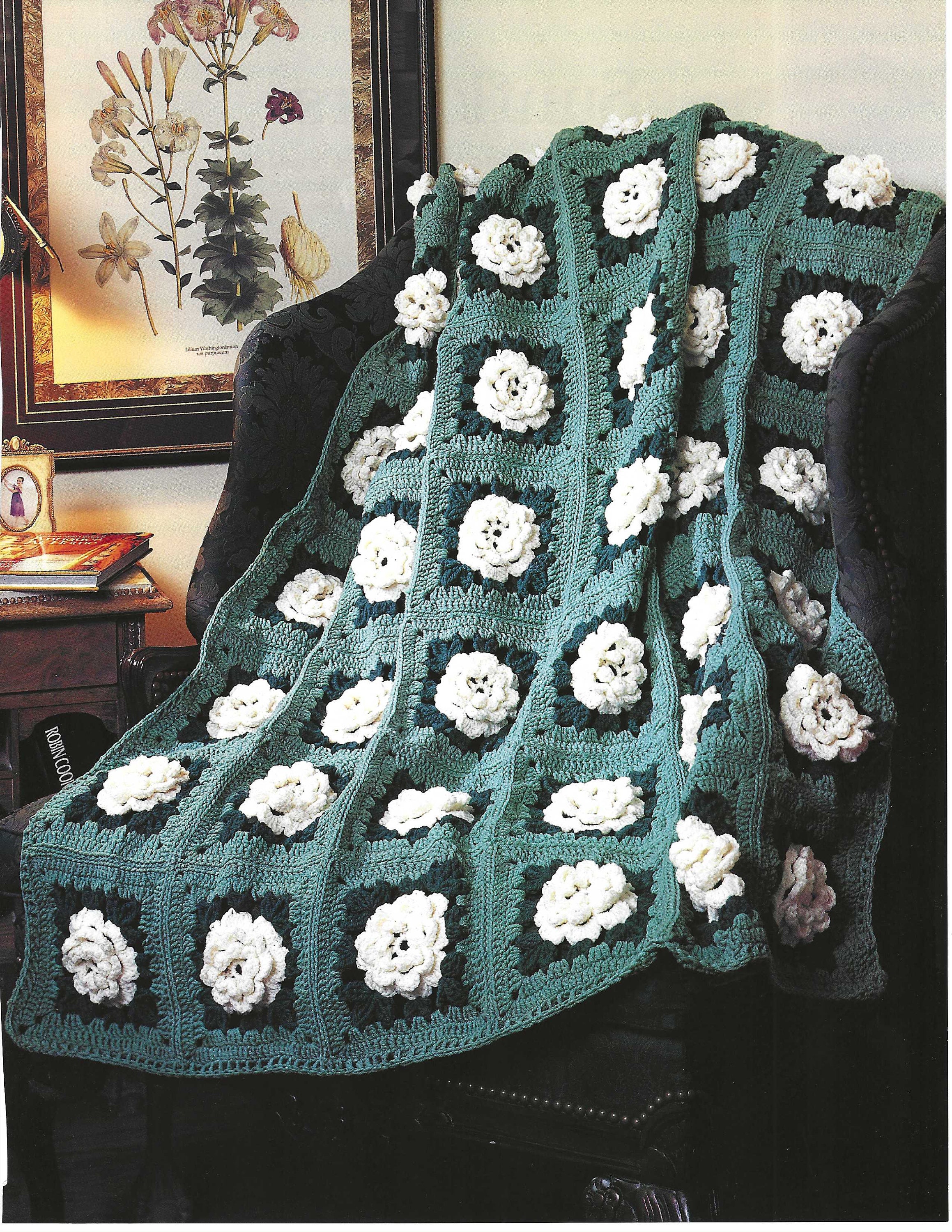 Gardenia CROCHET PATTERN Blanket Large Dimensional Flower Blossom