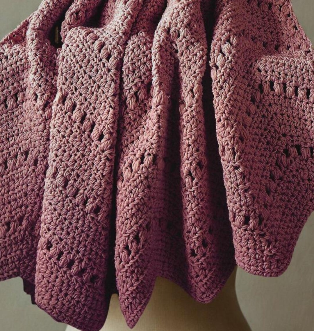 Puff Shell Ripple Afghan Ripple Afghan Crochet PATTERN Vintage Puff Stitch Two Strand Blanket ...