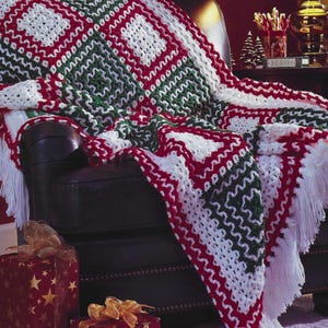 Christmas Crochet Afghan Pattern: Vintage 90s Block Style Throw (PDF Pattern)