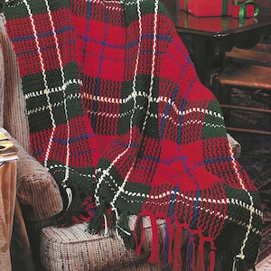 Tartan Plaid CROCHET PATTERN Blanket Country Charm Afghan Classic Scottish Christmas Throw Gift for Farmer