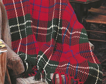 Tartan Plaid CROCHET PATTERN Blanket Country Charm Afghan Classic Scottish Christmas Throw Gift for Farmer