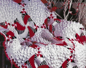 Peppermint Pinwheel Crochet Blanket PATTERN: Vintage Art Deco Afghan (PDF Pattern) Advanced Skills