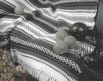 CROCHET PATTERN Herringbone Blanket Southwestern Throw Striped Afghan