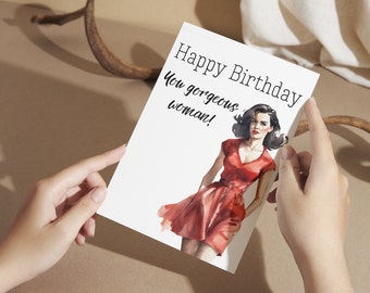 Printable folded birthday card. Digital download. Card size 12,5 × 16 cm.
