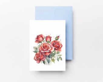 Two foldable greeting cards with flowers, digital download, printable cards, size 10,5 cm x 15 cm.