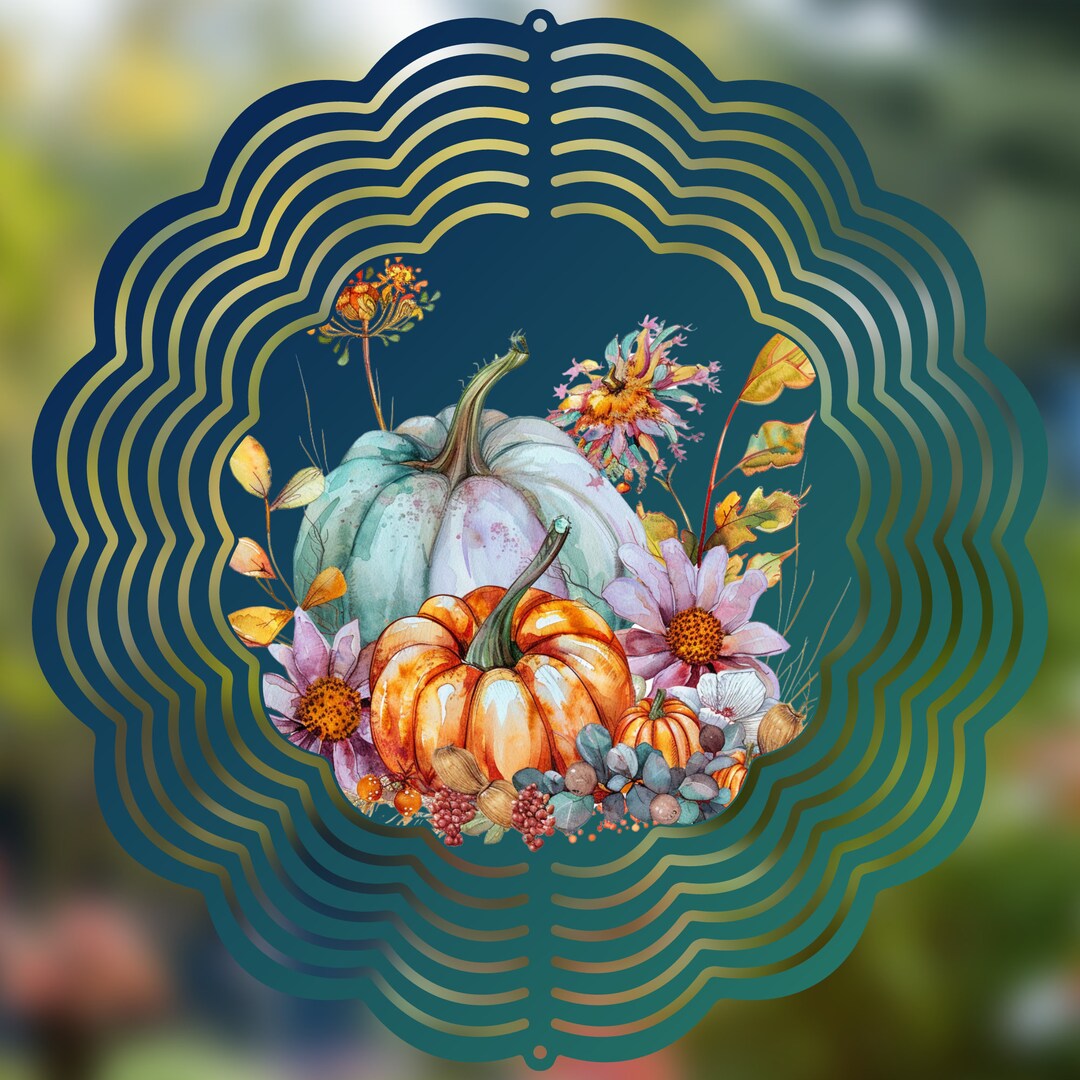 Fall Pumpkin Wind Spinner | Autumn Garden Decor | Metal Yard Art ...