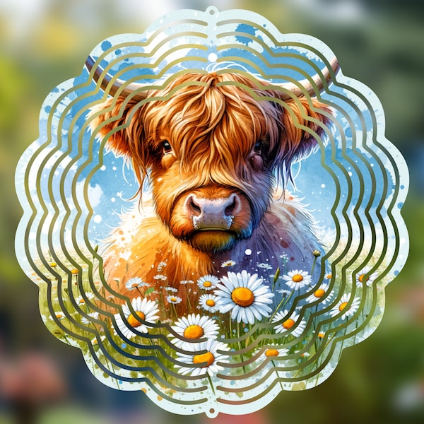 Highland Cow Windspinner – Majestic Rustic Garden Sculpture