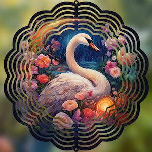 Graceful Swan Wind Spinner | Metal Garden Art Sculpture | Outdoor Kinetic Decor
