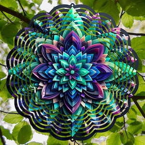 Geometric Mandala Wind Spinner: Colorful Kinetic Garden Art