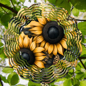Sunflower Wind Spinner: Kinetic Metal Garden Art Decor