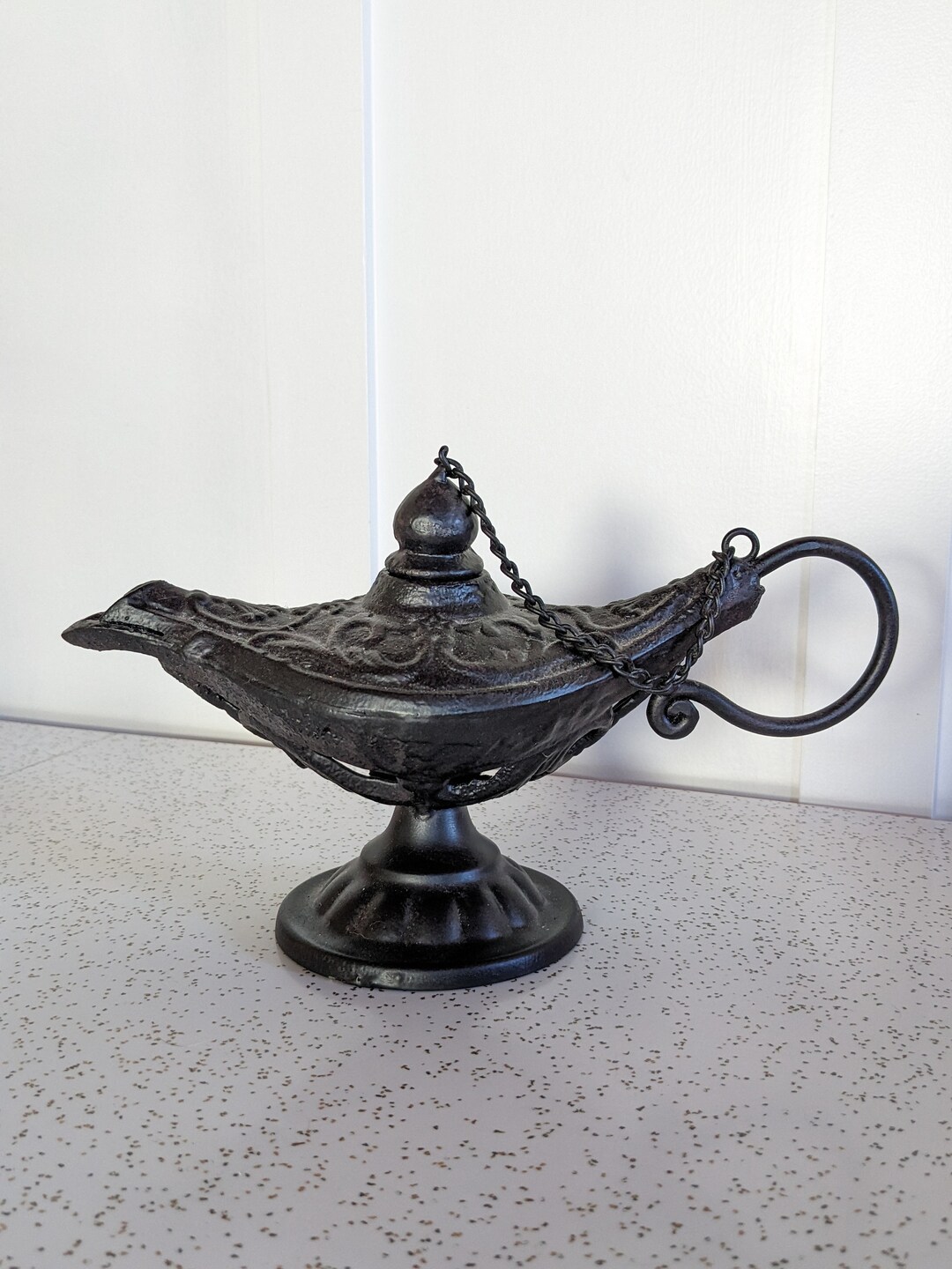 Vintage Cast Iron Genie Lamp Etsy