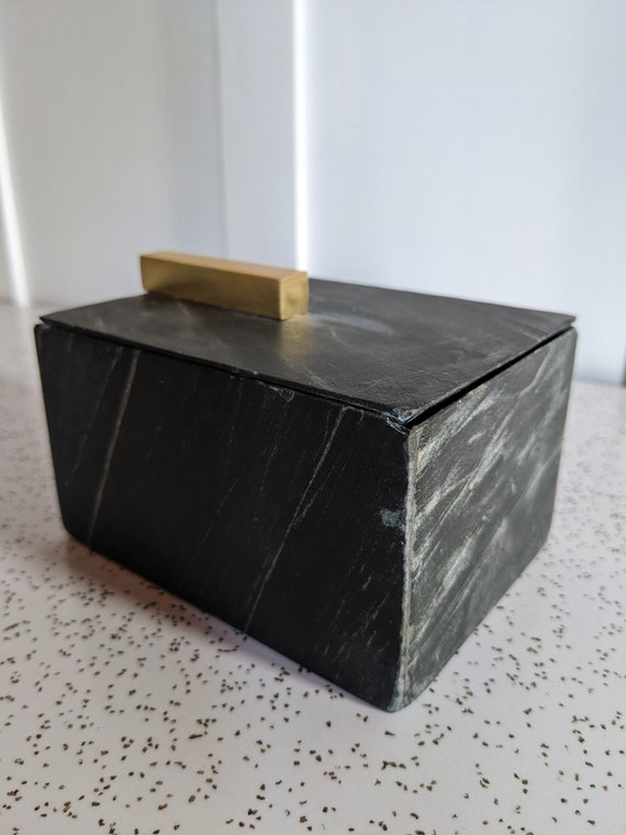 West Elm Marble and Brass Inlay Box - image 6
