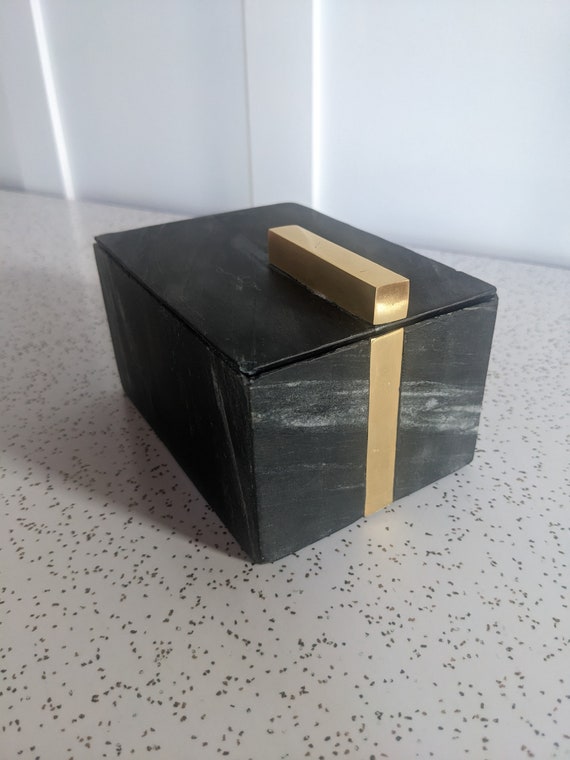 West Elm Marble and Brass Inlay Box - image 5