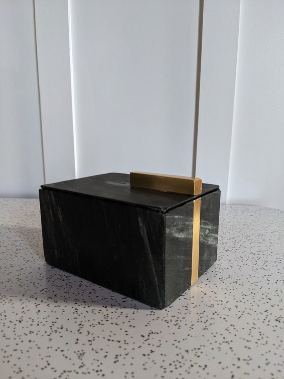 West Elm Marble and Brass Inlay Box - image 10