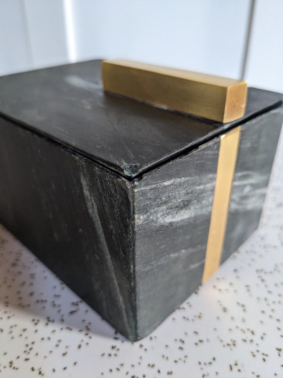 West Elm Marble and Brass Inlay Box - image 7