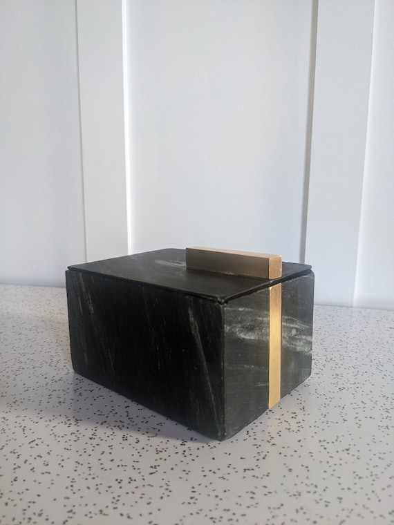 West Elm Marble and Brass Inlay Box - image 1