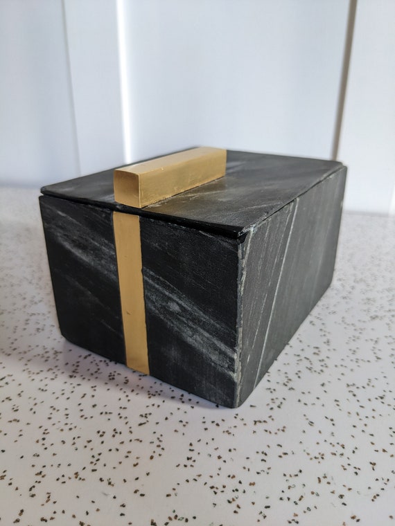West Elm Marble and Brass Inlay Box - image 8