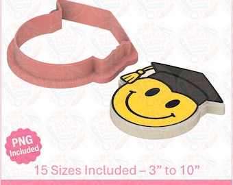 Smiley Graduate Cookie Cutter STL Datei Sofortdownload