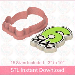 Birthday Number 6 with Cursive Letters Cookie Cutter STL File Instant Download