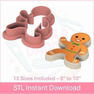 Christmas Running Gingerbread Man Cookie Cutter STL File Instant Download