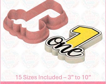 誕生日の数字「1」と筆記体のクッキーカッター STL ファイル、即時ダウンロード