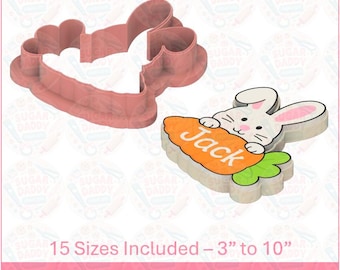 Bunny with Carrot Name Plaque Cookie Cutter STL File Instant Download