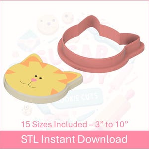 Cute Cat Cookie Cutter STL File Instant Download