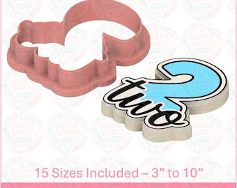 Birthday Number 2 with Cursive Letters Cookie Cutter STL File Instant Download