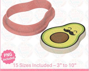 Cortador de galletas de aguacate con bigote, archivo STL, descarga instantánea