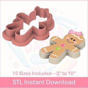 Christmas Gingerbread Woman Cookie Cutter STL File Instant Download
