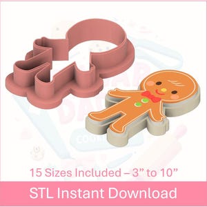 Christmas Gingerbread Man Cookie Cutter STL File Instant Download