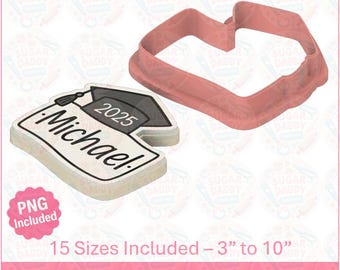 Afstudeerpet met naambanner Cookie Cutter STL-bestand direct downloaden