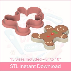 Christmas Gingerbread Man Cookie Cutter STL File Instant Download