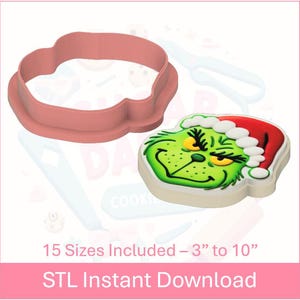 Christmas Grinch Cookie Cutter STL File Instant Download