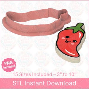 Smiling Chili Pepper Cookie Cutter STL File Instant Download