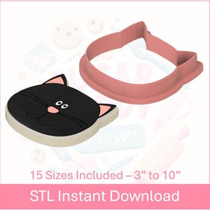 Cute Cat Cookie Cutter STL File Instant Download