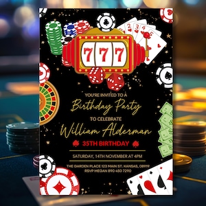 Editable Poker Night Casino Invitation, Gambling Invite, Poker Party, Poker Theme Birthday, Vegas Invite, Spade Invitation, Digital Download