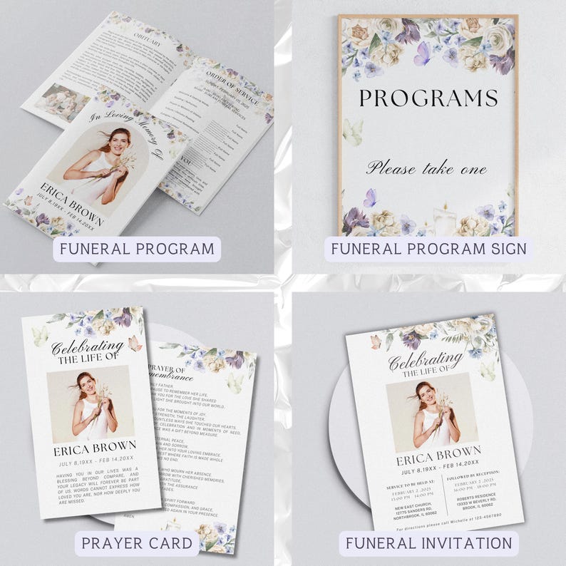 Editable Funeral Bundle Templates, Floral Program, in Loving Memory ...