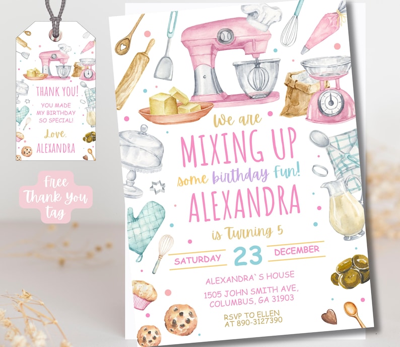 Editable Baking Birthday Invitation, Baking Party Invite, Cooking ...