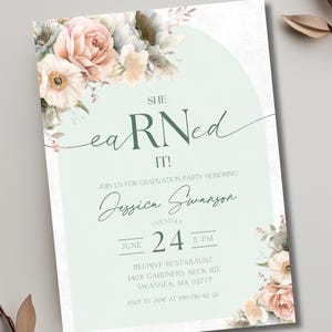 Minimalist Registered Nurse Graduation Invitation, RN Grad Announcement, BSN Graduation Evite, Lpn Graduation Template, Digital Download