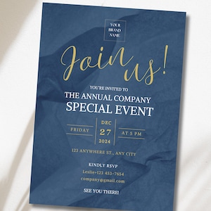 Elegant Business Invitation, Corporate Annual Celebration Dinner Party Anniversary Join Us Office, Digital Download