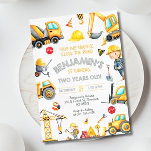 Editable Construction Birthday Invitation, Under Construction Theme Invite, Dump Truck Party, Diggin it, Boy Birthday, Digital Download
